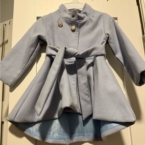 Blue Toddler Swing Coat - Size 3 | Light Blue Belted Dress Coat, Gently Worn